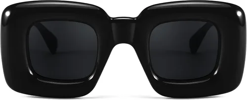 Vista 2 de FEISEDY Lindas gafas de sol cuadradas infladas para mujeres y hombres, modernas de gran tamaño, marco grueso, divertidas sombras estéticas B9097