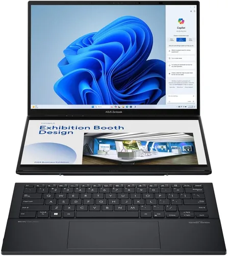 Vista 10 de Laptop ASUS ZenBook DUO, Pantalla táctil OLED 3K 120Hz dual de 14”, Evo, Intel Core Ultra 9 285H, Gráficos Intel Arc, 32 GB de RAM, SSD de 1 TB