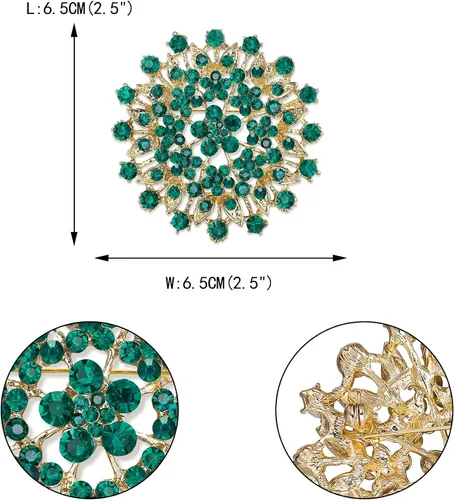 Vista 3 de EVER FAITH Broche de ramillete nupcial de hoja de cristal austriaco elegante para mujer