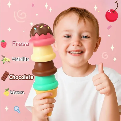 Vista 3 de Juego de 32 carros de helados para niños pequeños, juego de postre de macarrón, accesorios de cocina, carrito de helados