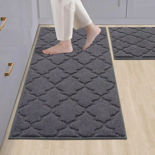 Vista 17 de COSY HOMEER Alfombras suaves de cocina [2 piezas] para el frente del fregadero súper absorbentes, tapetes y tapetes de cocina de 20 x 30 pulgadas/20