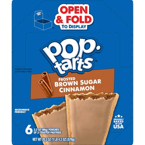 Vista 8 de Pop-Tarts Pasteles tostadores, alimentos para el desayuno, aperitivos para niños, azúcar moreno esmerilado canela (144 tartas)