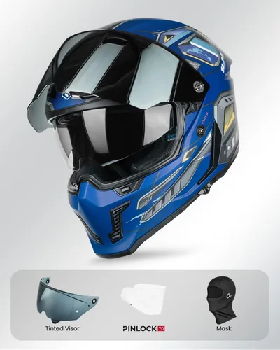 Vista 4 de ILM Cascos para Motocicleta para Adultos Hombres Mujeres Casco Integral DOT ECE con Visor Dual para Carreras en Calle con Pinlock Modelo MF509