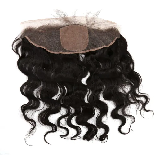 Vista 7 de Un donante de grado superior 13x4 base de seda cierre frontal de encaje cabello humano con cabello de bebé ondulado brasileño virgen cierre de pelo