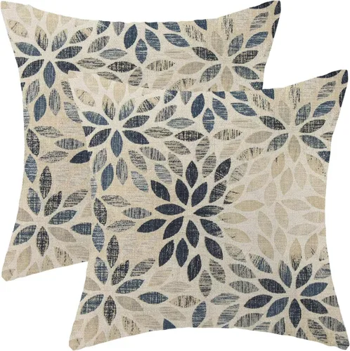 Vista 11 de Juego de 2 fundas de almohada florales negras de 18 x 18 pulgadas, decoración de granja de dalia para exteriores, diseño geométrico, fundas de cojín