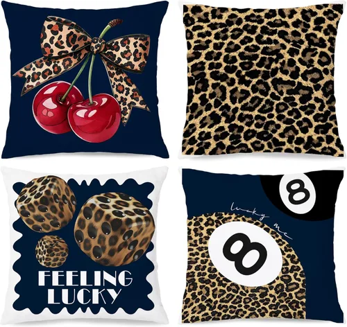Vista 12 de Trendy Leopard Cheetah Print Pillow Covers 18x18 Set of 4