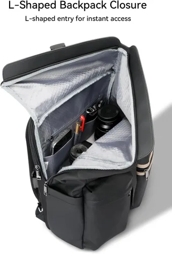 Vista 7 de BOPai Mochila de viaje para hombre, absorción de golpes, reducción de peso del 55.8%, expansible, 25L-30L, con parte superior enrollable, tela