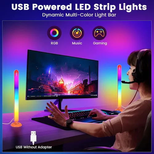 Vista 7 de Barras de luz LED inteligentes, retroiluminación Borllyem LEDIC+WW para TV con cuentas de luz dobles, control de aplicación, control remoto RF