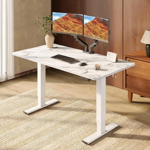 Vista 22 de SANODESK - Escritorio eléctrico ergonómico ajustable de altura grande de 71 Marco extendido blanco/parte superior blanca