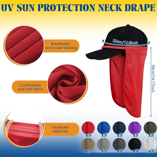 Vista 7 de 50 piezas de protección solar UV cuello drapeado, protector de cuello protector de cuello protector facial para mujeres y hombres