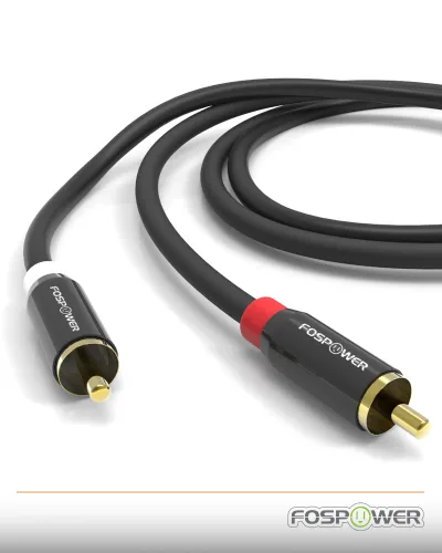 Vista 6 de FosPower Cable 2 RCA M/M de audio estéreo [24 K chapado en oro núcleo de cobre], conector 2RCA macho a 2RCA macho [izquierda / derecha]