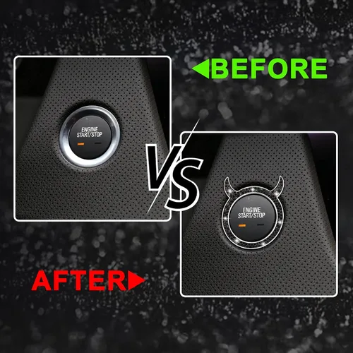 Vista 3 de WINKA Bling Cubierta del Botón de Arranque del Motor del Coche Universal Push Start Stop Trim Anillo de Encendido Tapa Decoraciones 2 piezas