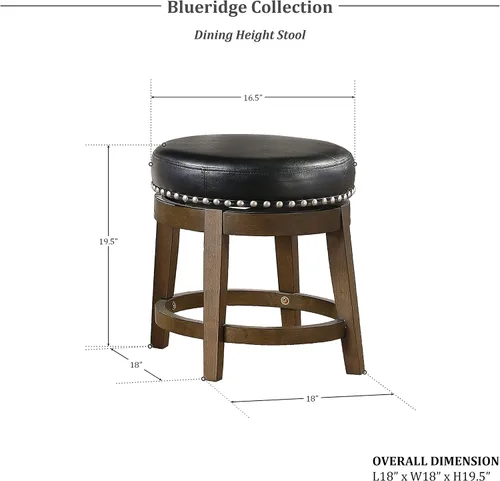 Vista 3 de Lexicon Blueridge Taburete giratorio de altura de comedor (juego de 2), 19.5 pulgadas SH, negro