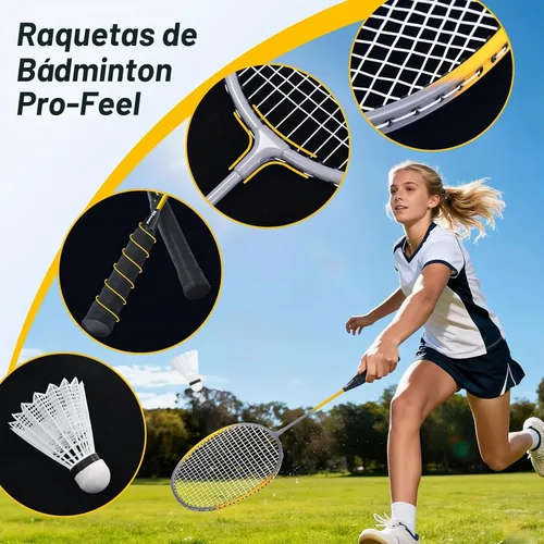 Vista 6 de Outdoor Badminton Net Set with Anti-Sag Winch System - 20ft Badminton Net, 4 Rackets, 3 Shuttlecocks & Carry Bag, Badminton Set for Backyard, Grass