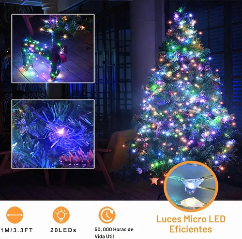 Vista 3 de Ostwiki Guirnalda de luces de hadas que funcionan con pilas, paquete de 6 mini luces de 20 LED, 2,1 metros, luz centelleante de luciérnagas