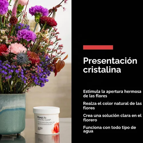 Vista 6 de Floralife Crystal Clear. Alimento en polvo para flores cortadas. Paquete de 10 onzas.