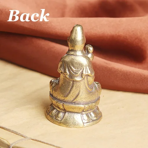 Vista 4 de Estatua de latón macizo Guan Yin Abrazo Bebé Metal Arte Diosa Estatua Religiosa Inspiradora Feng Shui Estatua de Buda Kwan Yin Meditación Pacífica
