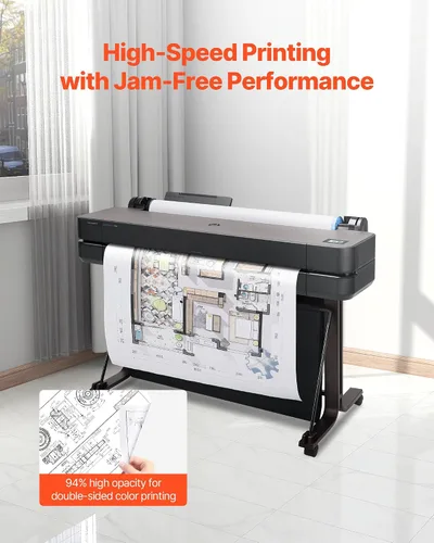 Vista 4 de VEVOR Papel de formato ancho, rollo de plotter de 24 pulgadas x 150 pies, 2 rollos de papel bond CAD con núcleo de 2 pulgadas, rollos de papel bond