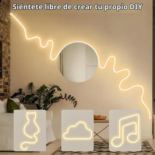 Vista 6 de Lamomo Tira de luces LED, cuerda de neón blanca cálida, 0.39 pulgadas/corte Blanco cálido
