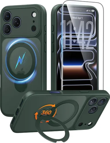 Vista 12 de FNTCASE Funda para Samsung Galaxy Z Flip 8 con soporte magnético giratorio de 360 grados, color negro Compatible con MagSafe, protección completa