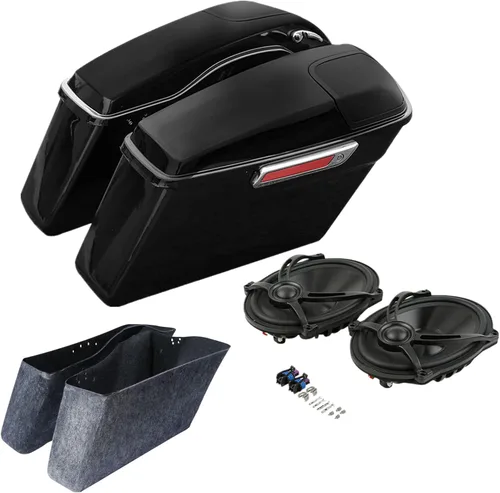Vista 10 de TCMT Bolsas de sillín rígidas de color negro mate + llaves de pestillo y forros, inserto de alfombra para Harley modelos Touring 2014-2024 Road King