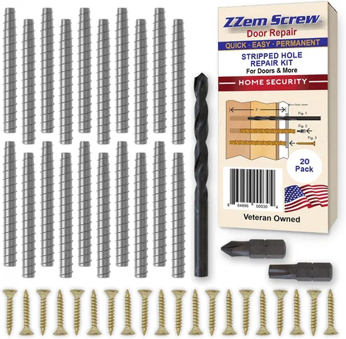 Vista 10 de Paquete de 4 – Kit de reparación permanente de bisagra de puerta #9x3 – Reparación fácil de agujeros de tornillo pelados – Refuerza las bisagras