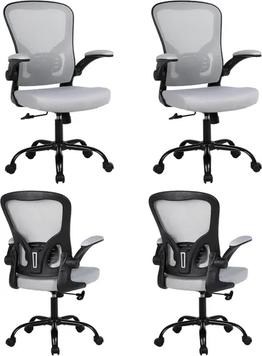 Vista 19 de Flysky Silla ergonómica de escritorio para oficina en casa, soporte lumbar, silla giratoria de malla transpirable para computadora con ruedas y Negro