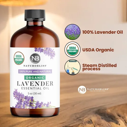 Vista 8 de NaturoBliss Aceite Esencial de Lavanda Orgánica, 100% Puro Grado Terapéutico, Calidad Premium, 1 fl. Oz / 30 ml - Perfecto para Aromaterapia