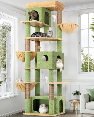 Vista 11 de Globlazer Árbol de Gato de Rincón de 66 Pulgadas, Torre de Escalada de Varios Niveles para Gatos de Interior, Condominios para Gatitos, Torre