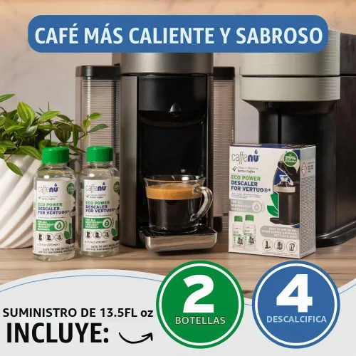 Vista 5 de Caffenu Nespresso Vertuo Solución de descalcificación, 2 botellas, descalcificador de 4 usos