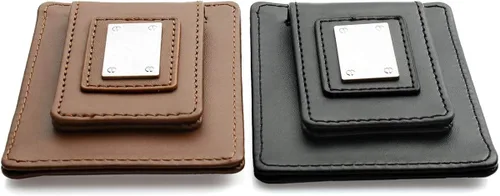 Vista 5 de Cartera de piel personalizada 2 en 1 con clip de dinero para hombres, regalo del día del padre, clip magnético para identificación y ranuras