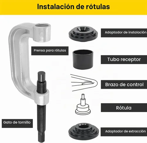 Vista 4 de Prensa de Rótula y Herramientas de Extracción de Juntas en U Herramienta de Servicio de Rótula Resistente con Adaptadores de Tracción en las 4 Azul