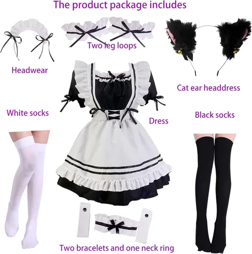Vista 2 de Disfraz de sirvienta japonesa de anime para cosplay, disfraz de sirvienta japonesa