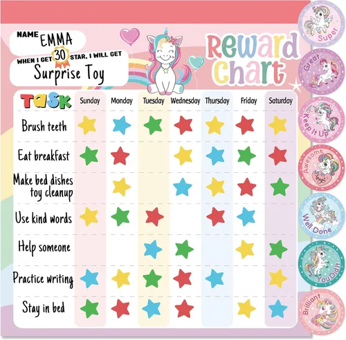 Vista 10 de Reward Chart for Kids – Dinosaur Magnetic Kids Behavior Chart, Pad with 26 Chore Charts, 1920 Star Stickers, 49 Incentive Stickers, Responsibility