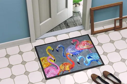 Vista 2 de Caroline's Treasures 8871JMAT Flamingo Six Senses - Tapete para puerta delantera, 24 x 36 pulgadas, para interiores y exteriores, para entrada