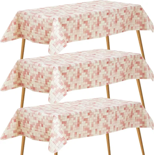 Vista 19 de FIFTY FEET Mantel rectangular de 84 x 60 pulgadas, mantel de vinilo con respaldo de franela para mesas rectangulares, impermeable, a prueba