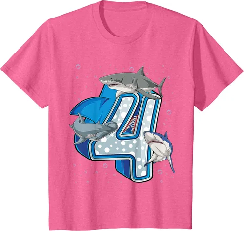 Vista 16 de Camiseta de 4.º cumpleaños para niños de 4 años con diseño de tiburón oceánico Negro