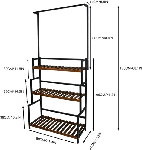 Vista 6 de Soporte colgante de 3 niveles para plantas interiores, estante de metal de 68 pulgadas de alto para múltiples plantas de interior, soporte grande