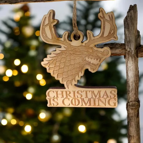 Vista 6 de Adorno – Se acerca la Navidad – Madera Cruda 4 x 3 pulgadas
