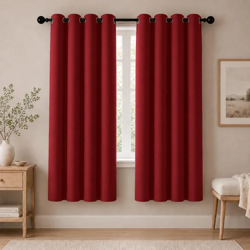 Vista 122 de Cortinas de oscurecimiento de habitación de 45 pulgadas de largo para dormitorio y sala de estar, cortinas térmicas aislantes con ojales