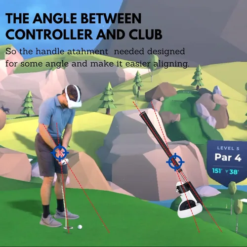 Vista 4 de VR Golf Club Handle Grip Attachment for Oculus Quest 2 Controllers Extension Games Accessories Realism Swing Golf Adapter for Virtual Reality Right