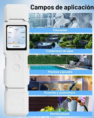 Vista 9 de 9 en 1 probador de agua inteligente con monitoreo por APP, kit de prueba de agua digital para turbidez, TDS, EC, temperatura, sal, GH, TOC, COD