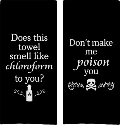 Vista 6 de DOTAIN Toallas de Mano Divertidas para Baño, ¿Esta Toalla Te Huele a Cloroformo? Paño de Toalla de Cocina con Tejido de Gofre Decorativo, Toallas