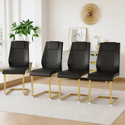 Vista 34 de gopop Juego de 4 sillas de comedor, modernas sillas de cocina y comedor con patas de metal galvanizado, sillas laterales tapizadas para comedor