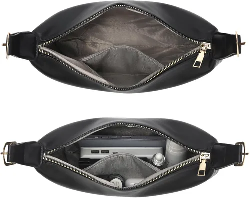 Vista 3 de Bolsos cruzados pequeños para mujer, bolso de hombro creciente, bolsa de bola de masa media luna, bolso diario para viajes, cuero vegano
