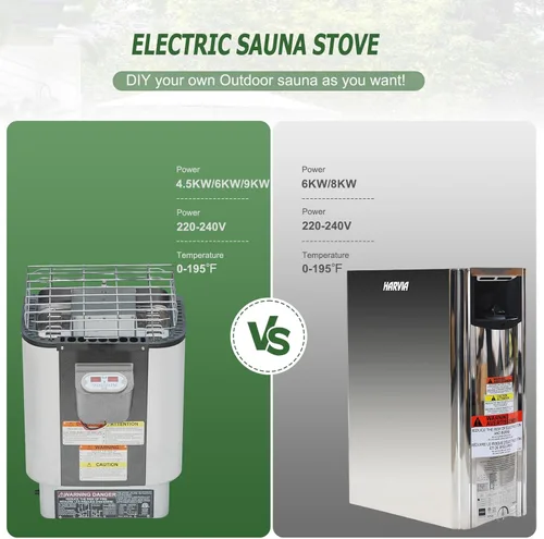 Vista 11 de Smartmak Sauna de vapor de barril al aire libre personalizada, 2-10 personas de cicuta canadiense/cedro rojo tradicional sala de sauna de madera