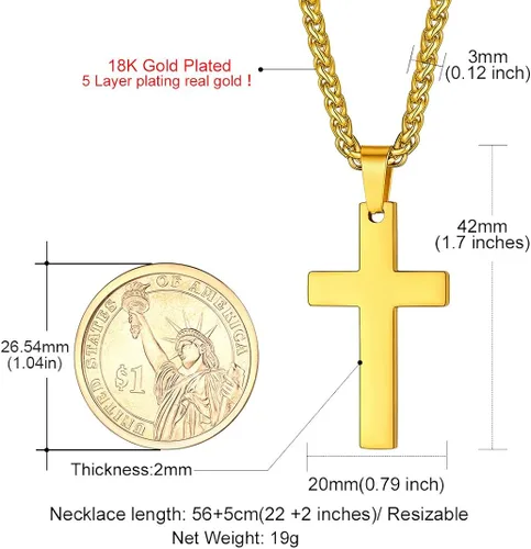 Vista 5 de GOLDCHIC JEWELRY Colgante personalizado de cruz INRI, Crucifijo milagrosoVirgen María con cadena, joyería de Cristaio para mujeres y hombres