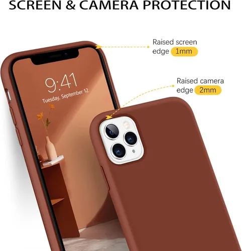 Vista 7 de DUEDUE Funda diseñada para iPhone 11 Pro, silicona líquida de gel suave, funda delgada con forro de tela de microfibra, cojín protector a prueba