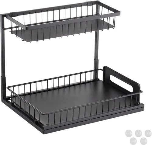 Vista 9 de VEVOR Organizador de gabinete extraíble de 2 niveles (10.7 pulgadas de ancho x 14.2 pulgadas de profundidad), organizador y almacenamiento debajo