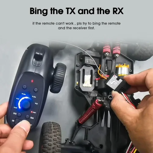 Vista 3 de Controlador RC de 2.4 GHz 4CH RC remoto y receptor transmisor de radio digital para 18 110 116 132 RC Car Boat Tank Crawler GA-4H-TX
